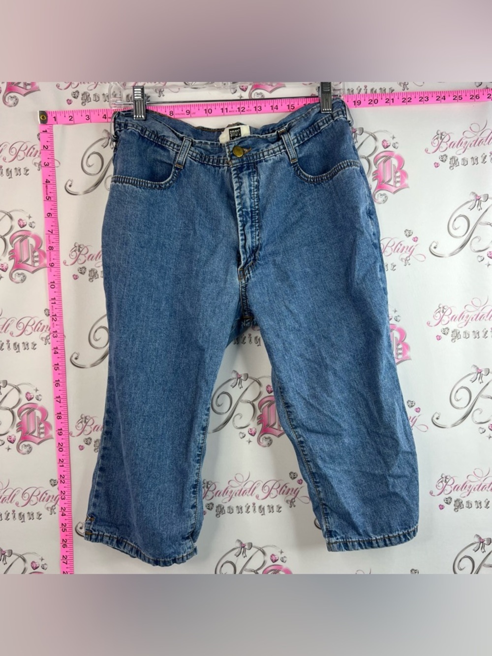 Smart set capri pants denim light blue wash white Set Blue Denim Capris